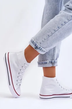 Hot Boto Damskie Trampki Klasyczne Wysokie Białe Remos Biały