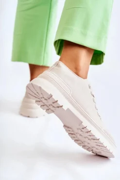 Boto Trampki Damskie Niskie*Damskie Trampki Materiałowe Jasnobeżowe Parossa