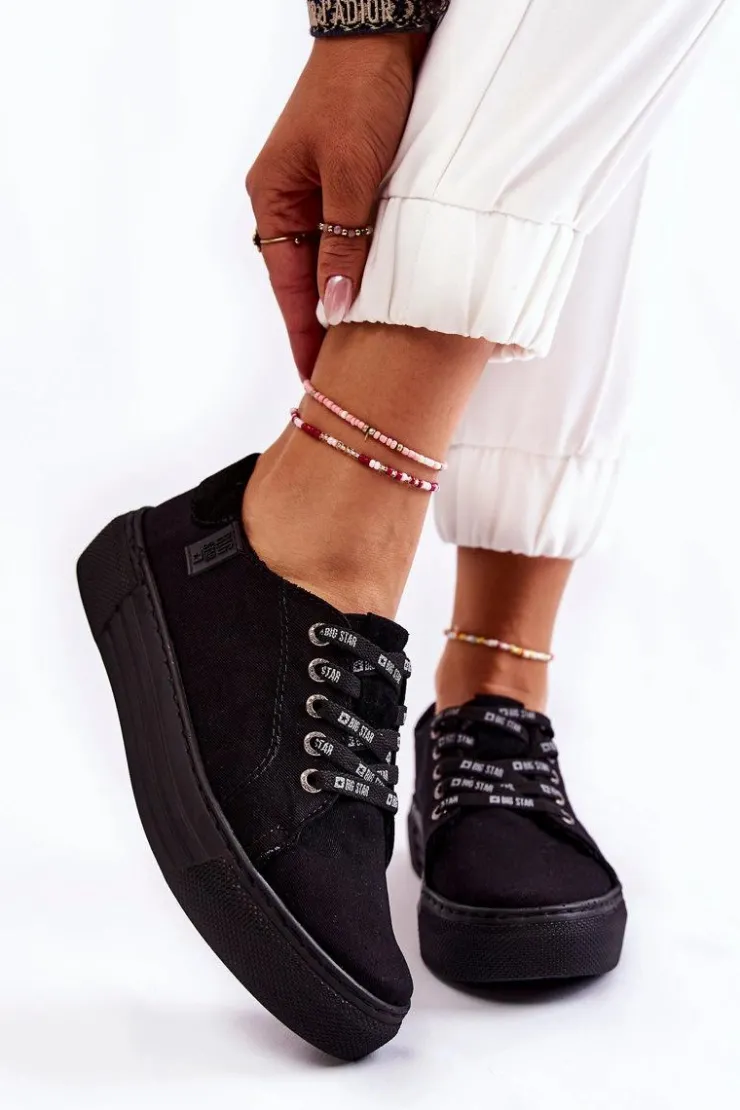 Damskie Big Star Shoes Damskie Trampki Memory Foam System Big Star KK276001 Czarne