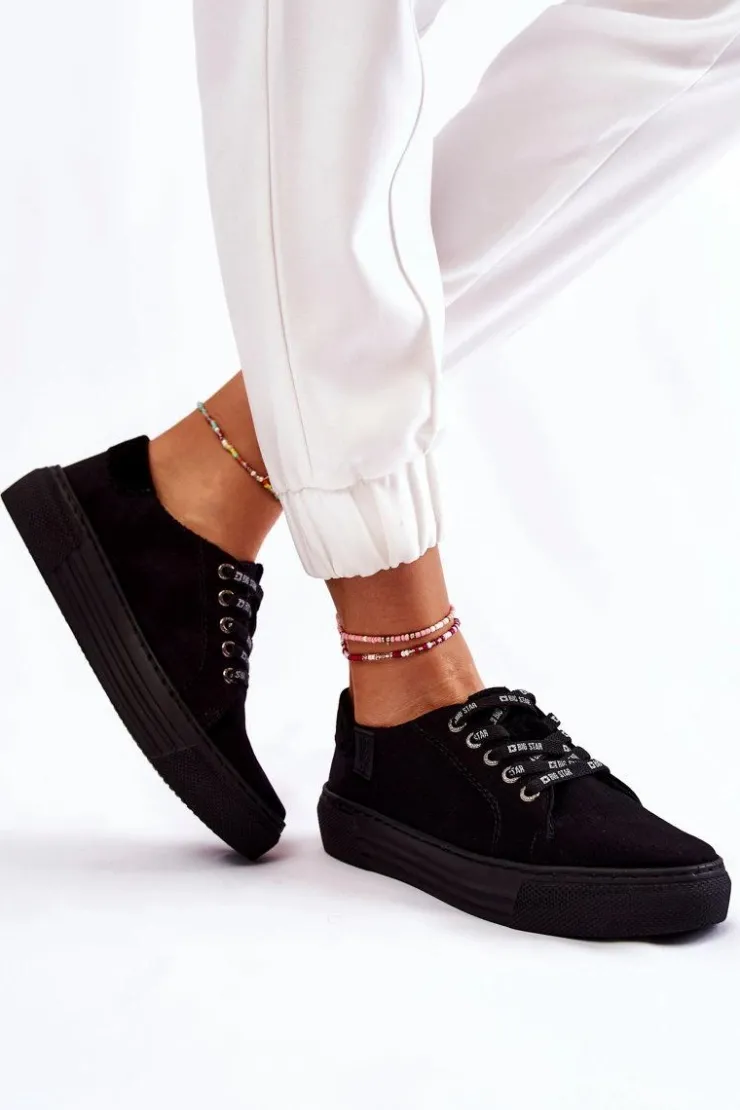 Damskie Big Star Shoes Damskie Trampki Memory Foam System Big Star KK276001 Czarne