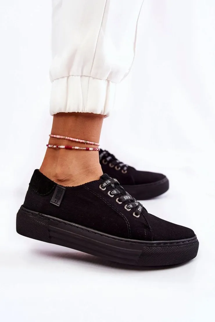 Damskie Big Star Shoes Damskie Trampki Memory Foam System Big Star KK276001 Czarne