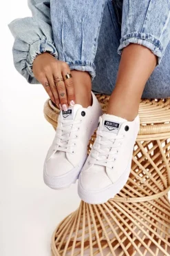 Damskie Big Star Shoes Damskie Trampki Na Dużej Podeszwie BIG STAR FF274245 Białe