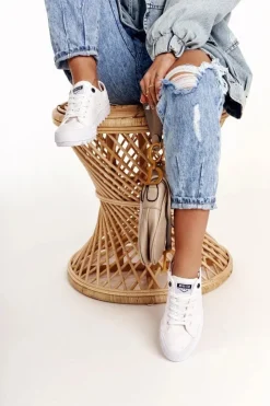 Damskie Big Star Shoes Damskie Trampki Na Dużej Podeszwie BIG STAR FF274245 Białe