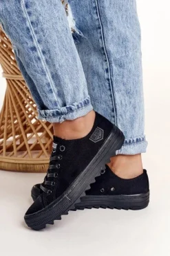 Online Big Star Shoes Damskie Trampki Na Dużej Podeszwie BIG STAR FF274248 Czarne