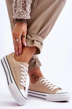 Damskie Boto Damskie Trampki Na Masywnej Platformie Beżowe Ember