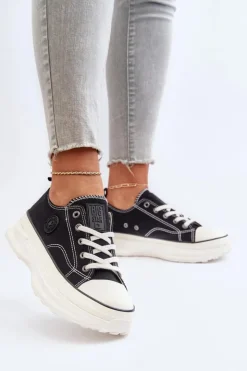 Damskie Big Star Shoes Damskie Trampki Na Masywnej Podeszwie Big Star NN274125 Czarne