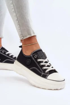 Damskie Big Star Shoes Damskie Trampki Na Masywnej Podeszwie Big Star NN274125 Czarne