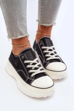 Damskie Big Star Shoes Damskie Trampki Na Masywnej Podeszwie Big Star NN274125 Czarne