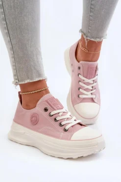 Big Star Shoes Trampki Damskie Big Star|Big Star*Damskie Trampki Na Masywnej Podeszwie Big Star NN274129 Różowe Różowy