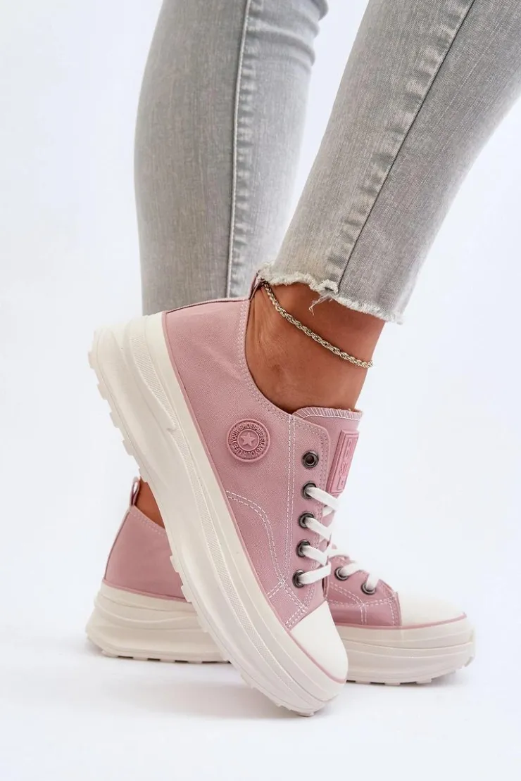 Big Star Shoes Trampki Damskie Big Star|Big Star*Damskie Trampki Na Masywnej Podeszwie Big Star NN274129 Różowe Różowy