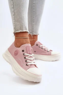 Big Star Shoes Trampki Damskie Big Star|Big Star*Damskie Trampki Na Masywnej Podeszwie Big Star NN274129 Różowe Różowy