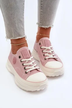 Big Star Shoes Trampki Damskie Big Star|Big Star*Damskie Trampki Na Masywnej Podeszwie Big Star NN274129 Różowe Różowy