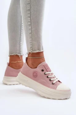 Big Star Shoes Trampki Damskie Big Star|Big Star*Damskie Trampki Na Masywnej Podeszwie Big Star NN274129 Różowe Różowy