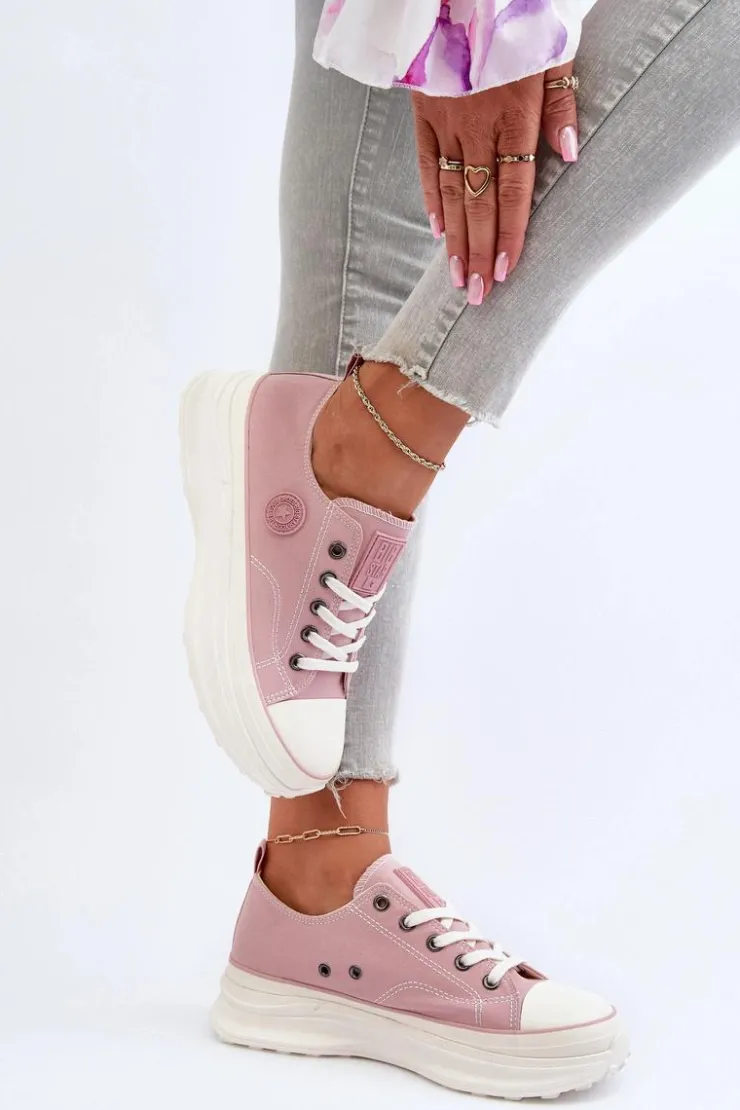 Big Star Shoes Trampki Damskie Big Star|Big Star*Damskie Trampki Na Masywnej Podeszwie Big Star NN274129 Różowe Różowy