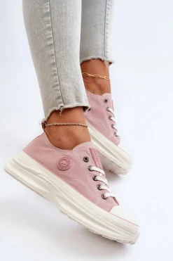 Big Star Shoes Trampki Damskie Big Star|Big Star*Damskie Trampki Na Masywnej Podeszwie Big Star NN274129 Różowe Różowy