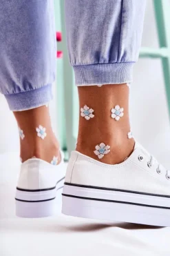 Boto Damskie Trampki Na Masywnej Platformie Białe Farona