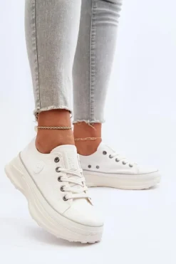 Discount Big Star Shoes Damskie Trampki Na Masywnej Podeszwie Big Star NN274126 Białe Biały