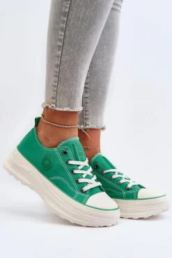 Damskie Big Star Shoes Damskie Trampki Na Masywnej Podeszwie Big Star NN274130 Zielone