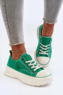 Damskie Big Star Shoes Damskie Trampki Na Masywnej Podeszwie Big Star NN274130 Zielone