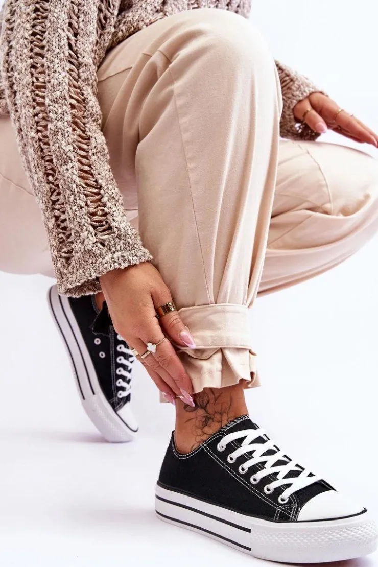 Online Boto Damskie Trampki Na Masywnej Platformie Czarne Ember