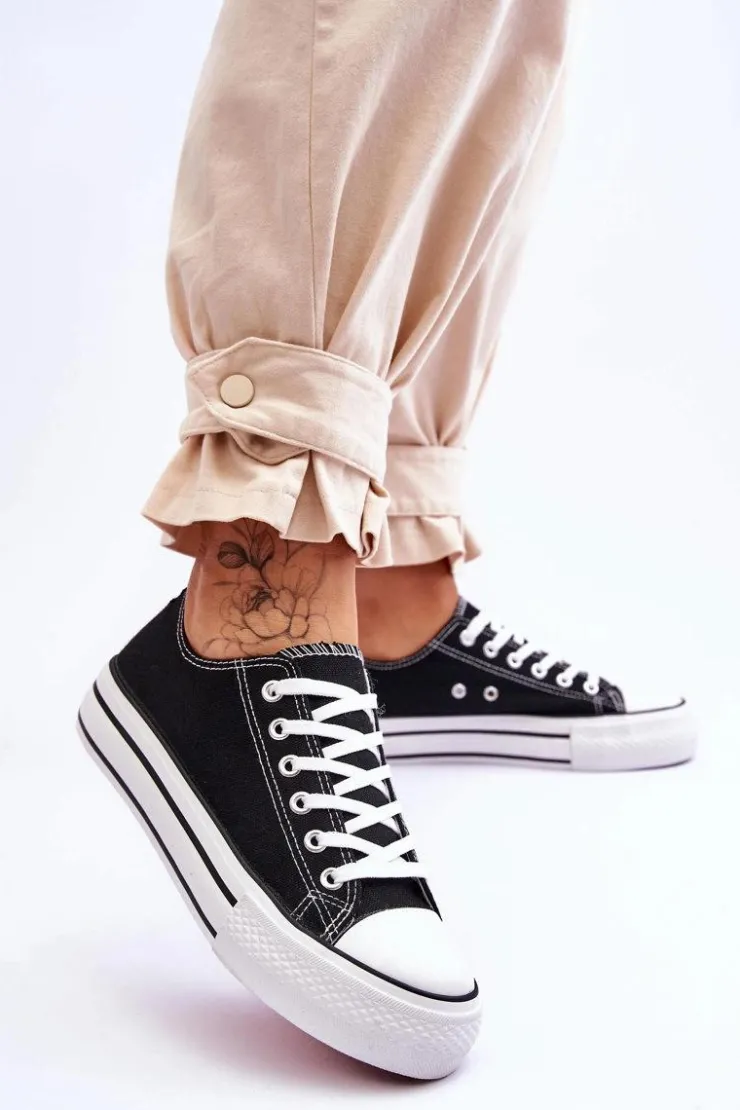 Online Boto Damskie Trampki Na Masywnej Platformie Czarne Ember