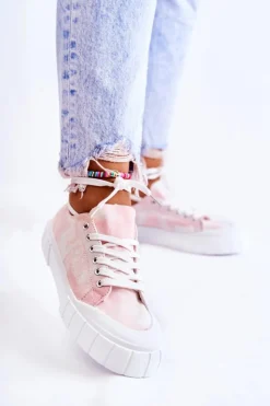 Boto Trampki Damskie Niskie*Damskie Trampki Na Platformie Różowe Comes