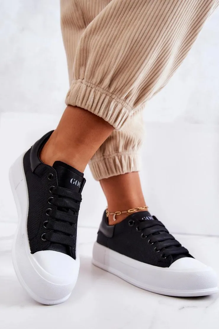 Best GOE Damskie Trampki Na Platformie JJ2N4073 Czarne