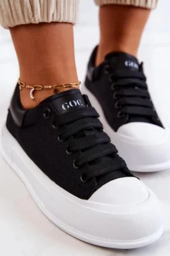 Best GOE Damskie Trampki Na Platformie JJ2N4073 Czarne