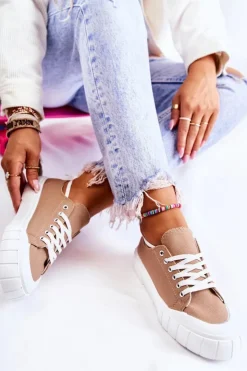 Damskie Boto Damskie Trampki Na Platformie Brązowe Comes