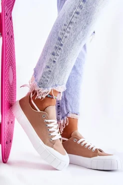 Damskie Boto Damskie Trampki Na Platformie Brązowe Comes