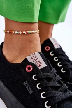 Cross Jeans Trampki Damskie Cross Jeans|Trampki Damskie Niskie*Damskie Trampki Na Platformie LL2R4039 Czarne Czarny