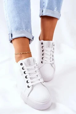 Damskie Big Star Shoes Damskie Trampki Na Platformie BIG STAR II274348 Białe