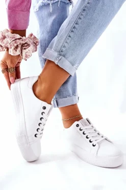 Damskie Big Star Shoes Damskie Trampki Na Platformie BIG STAR II274348 Białe