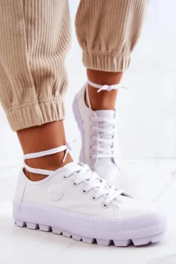 Damskie Big Star Shoes Damskie Trampki Na Platformie BIG STAR JJ274488 Białe