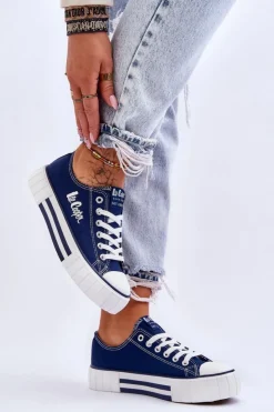 Damskie Lee Cooper Damskie Trampki Na Platformie LCW-23-31-1803L Granatowe