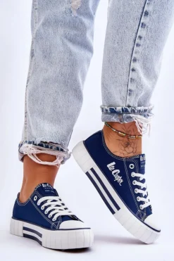Damskie Lee Cooper Damskie Trampki Na Platformie LCW-23-31-1803L Granatowe