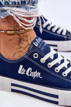 Damskie Lee Cooper Damskie Trampki Na Platformie LCW-23-31-1803L Granatowe