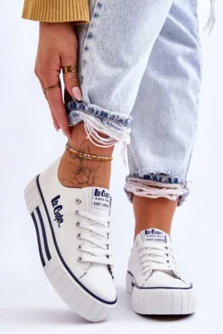 Lee Cooper Trampki Damskie Niskie*Damskie Trampki Na Platformie LCW-23-31-1802L Białe