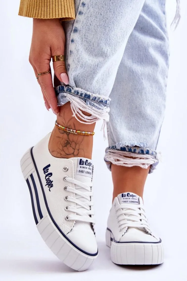 Lee Cooper Trampki Damskie Niskie*Damskie Trampki Na Platformie LCW-23-31-1802L Białe