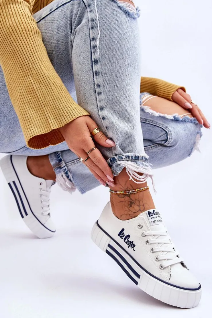 Lee Cooper Trampki Damskie Niskie*Damskie Trampki Na Platformie LCW-23-31-1802L Białe