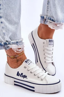 Lee Cooper Trampki Damskie Niskie*Damskie Trampki Na Platformie LCW-23-31-1802L Białe