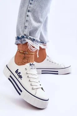 Lee Cooper Trampki Damskie Niskie*Damskie Trampki Na Platformie LCW-23-31-1802L Białe