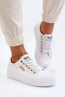 Lee Cooper Trampki Damskie Niskie*Damskie Trampki Na Platformie LCW-24-31-2725 Białe