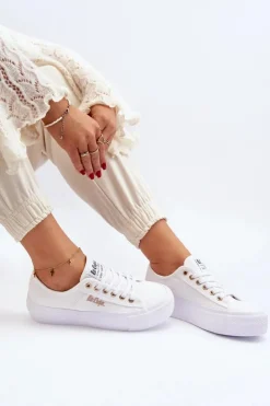 Lee Cooper Trampki Damskie Niskie*Damskie Trampki Na Platformie LCW-24-31-2725 Białe
