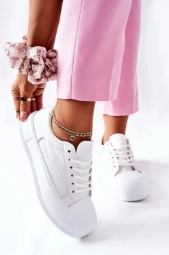 Damskie Boto Damskie Trampki Na Platformie Białe Honey