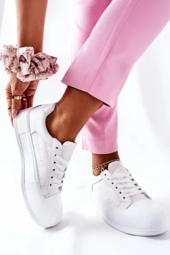 Damskie Boto Damskie Trampki Na Platformie Białe Honey