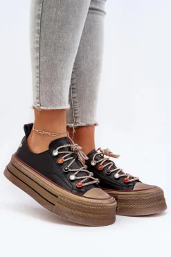 Damskie GOE Damskie Trampki Na Platformie NN2N4053 Czarne