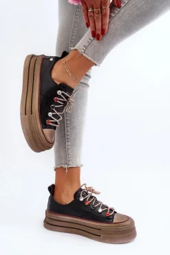 Damskie GOE Damskie Trampki Na Platformie NN2N4053 Czarne