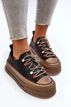 Damskie GOE Damskie Trampki Na Platformie NN2N4053 Czarne