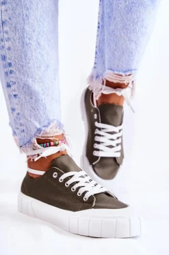 Best Boto Damskie Trampki Na Platformie Khaki Comes